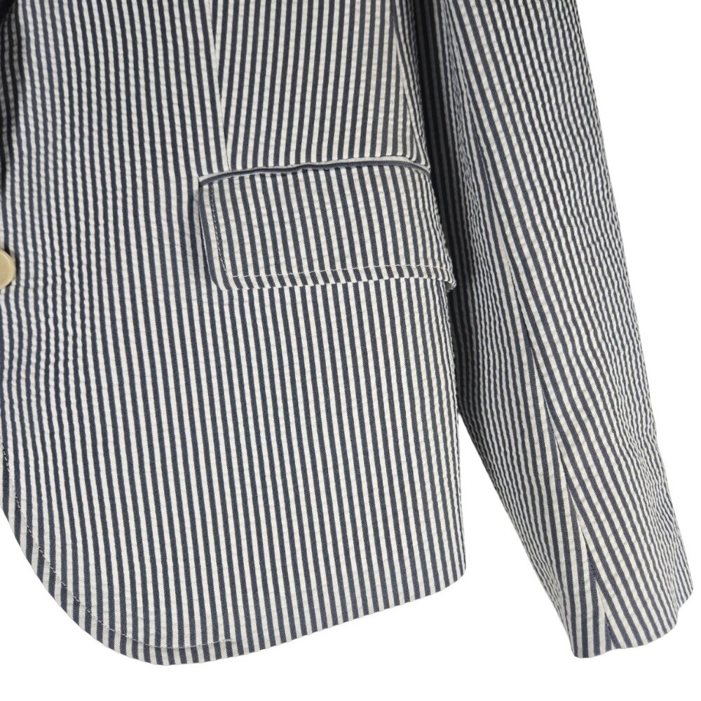 Classic Calvin Klein Blue White Seersucker Jacket 6 Lightweight Pockets Like New - Picture 3 of 12